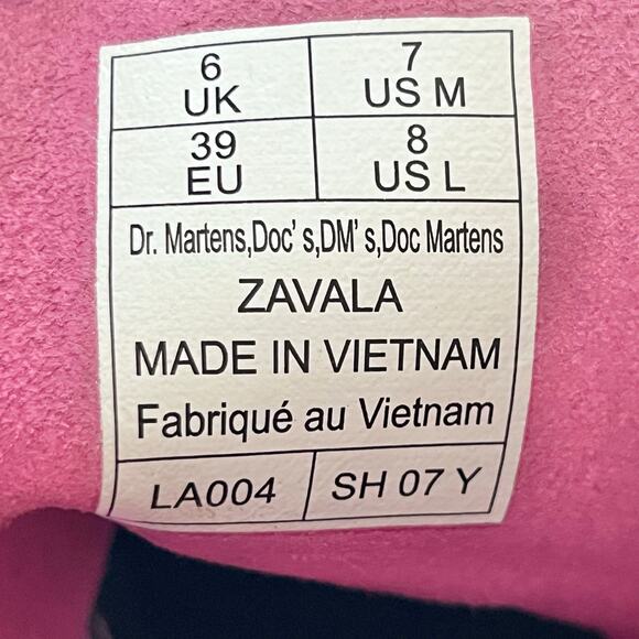 Dr. Martens Zavala Lace Up Combat Pink Leather Boots Women 8 LA004 Used - Picture 8 of 11